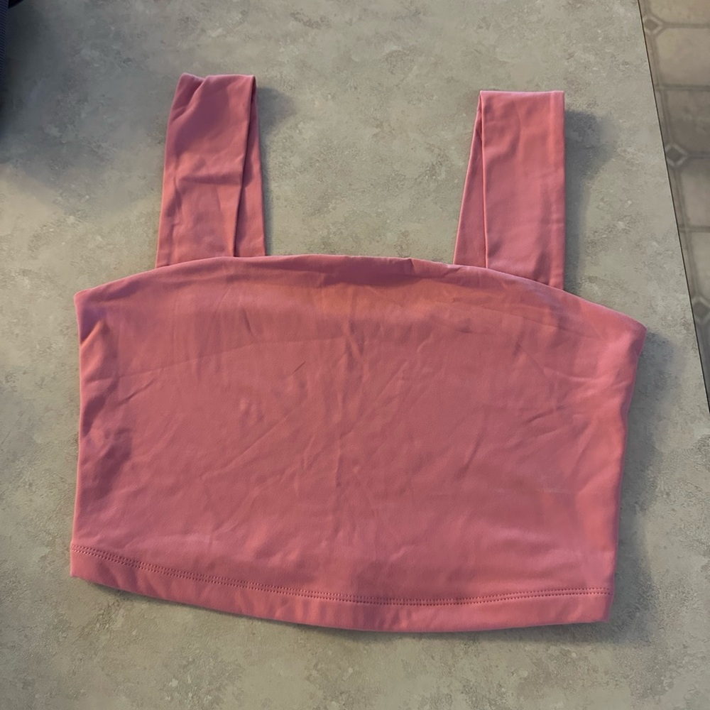 Square Neck Cropped Tank Top in Bubble Gum Pink